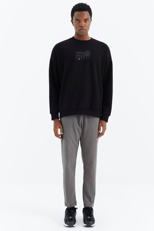 Dark Grey Laced Pocket Detailed Relax Fit Men's Tracksuit Bottom - 84997
