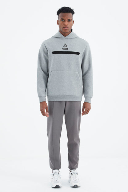 Dark Grey Laced Front Stitch Detailed Standard Fit Men's Tracksuit Bottom - 84994