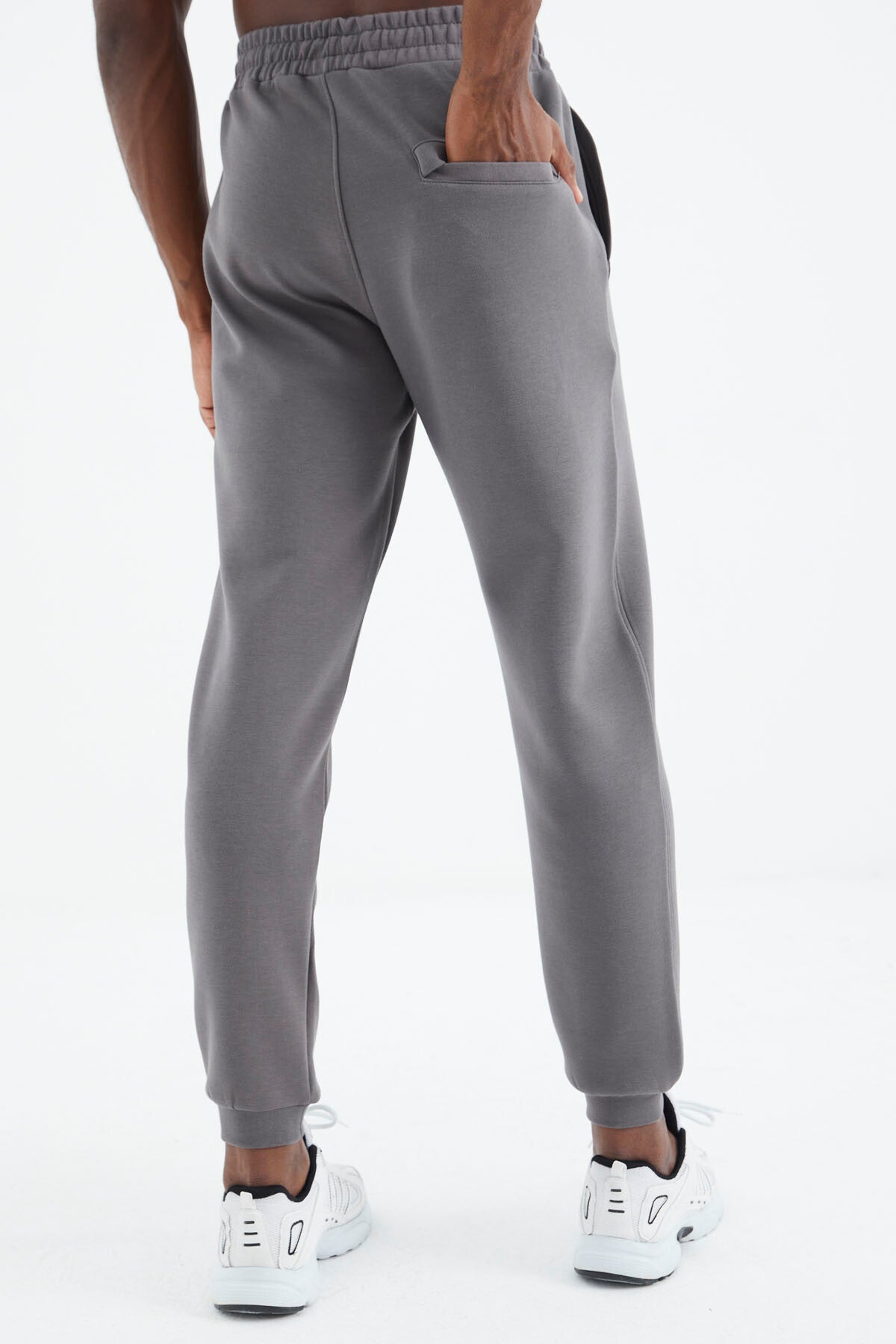 Dark Grey Laced Front Stitch Detailed Standard Fit Men's Tracksuit Bottom - 84994