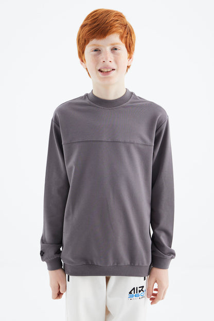Dark Grey Basic Boys' Sweatshirt - 11173