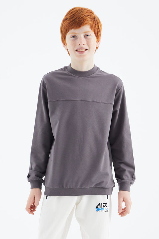 Dark Grey Basic Boys' Sweatshirt - 11173