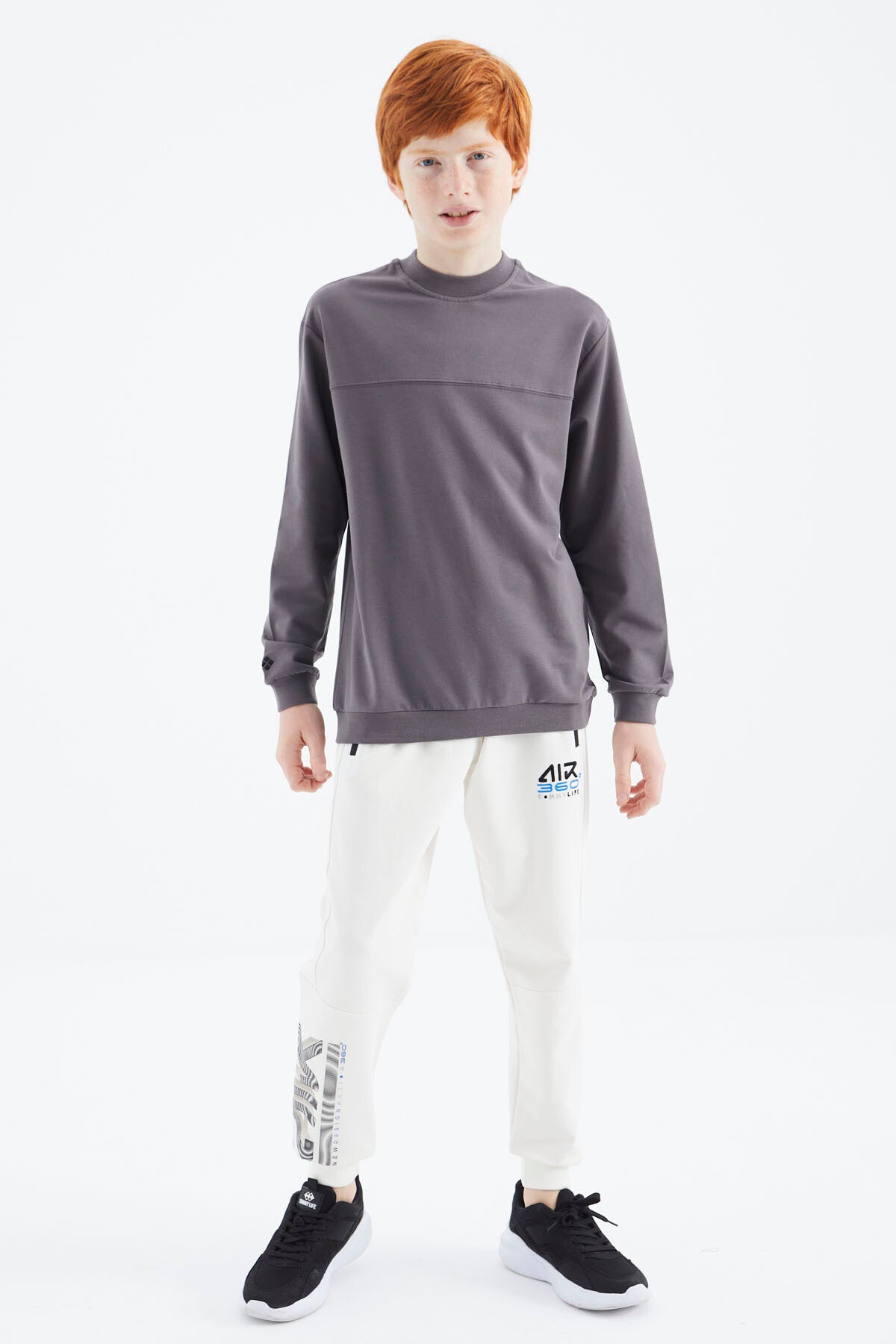 Dark Grey Basic Boys' Sweatshirt - 11173