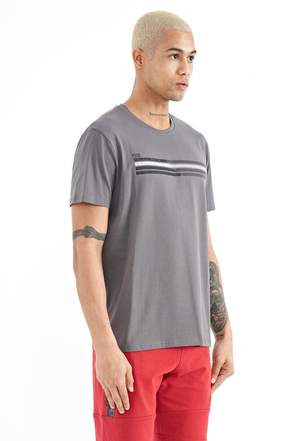Stew Dark Gray O Collar Men's T-Shirt - 88229