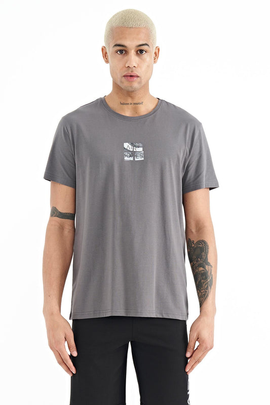 Miles Grey Printed Men's T-Shirt - 88222