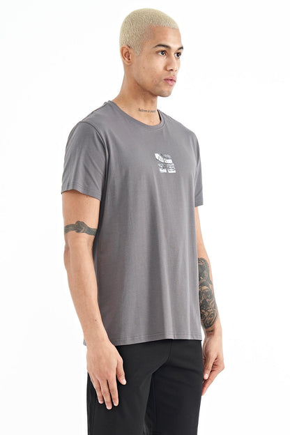 Miles Grey Printed Men's T-Shirt - 88222