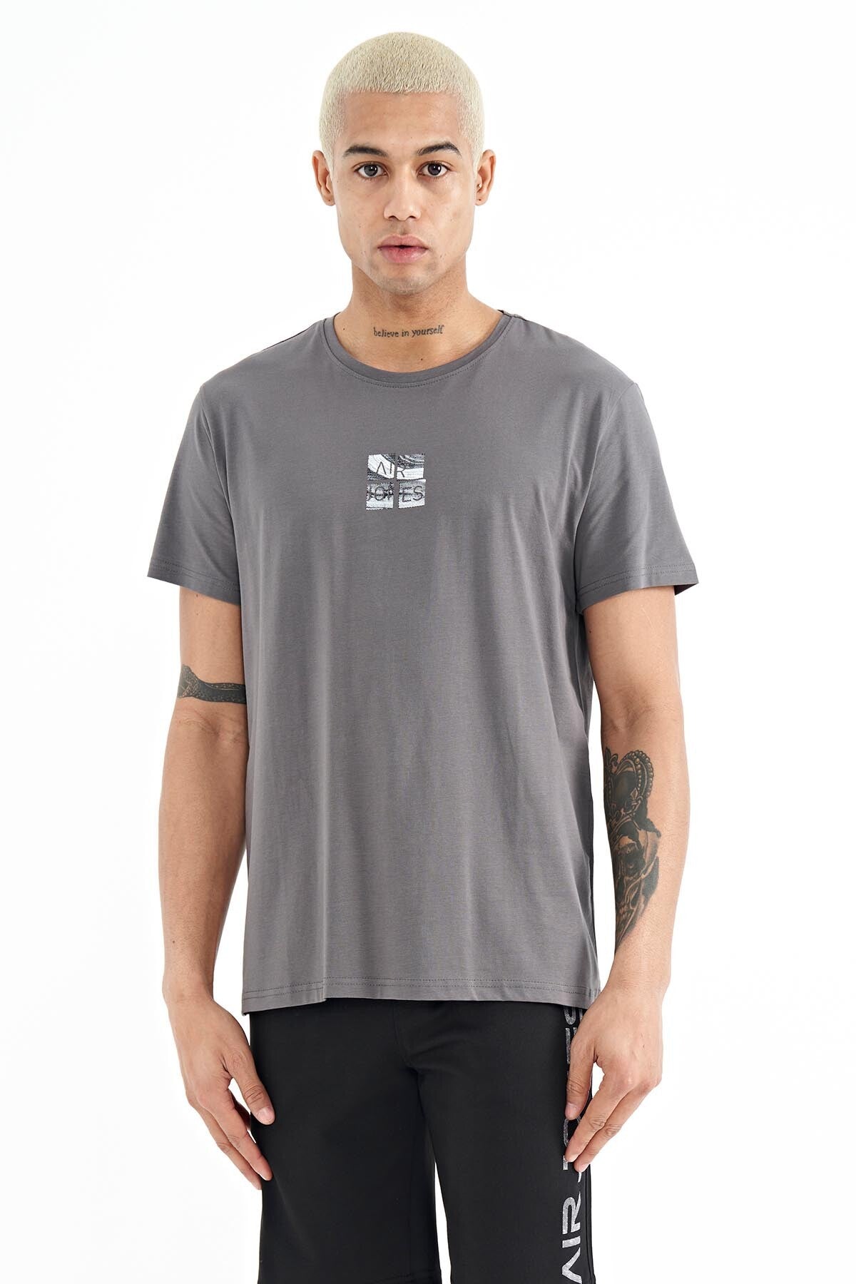 Miles Grey Printed Men's T-Shirt - 88222