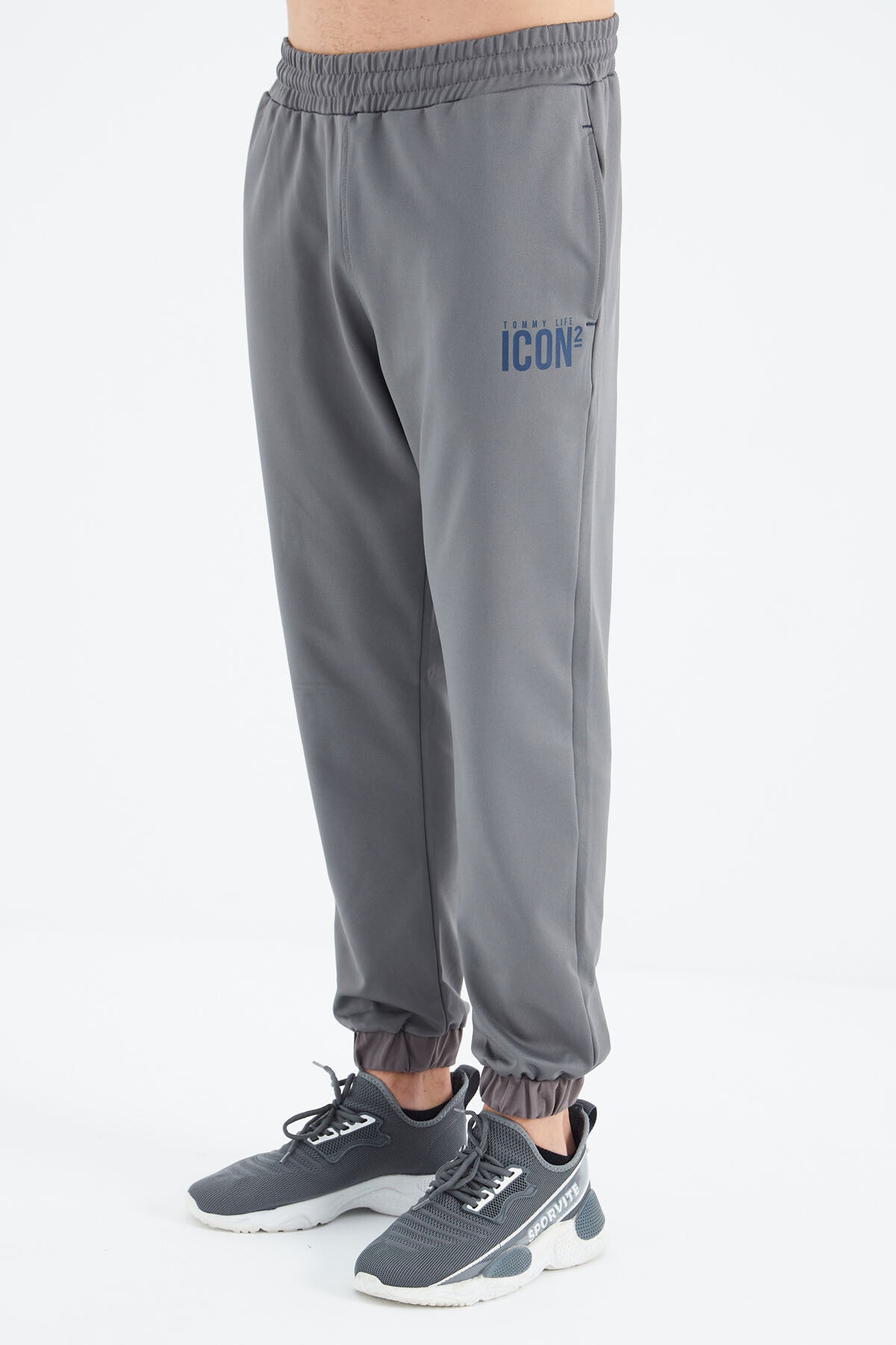 Dark Grey Stand Collar Men's Tracksuit Set - 85215
