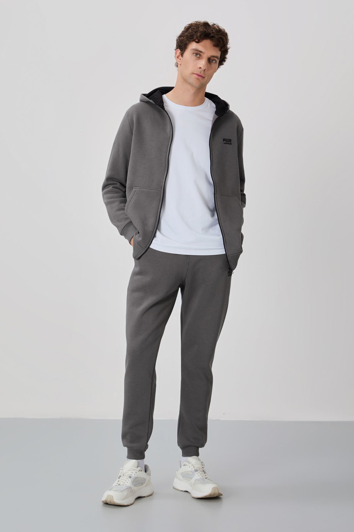 Kevin Dark Grey Sherpa Men's Tracksuit Set - 85191