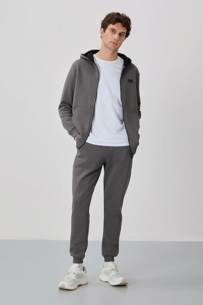 Kevin Dark Grey Sherpa Men's Tracksuit Set - 85191