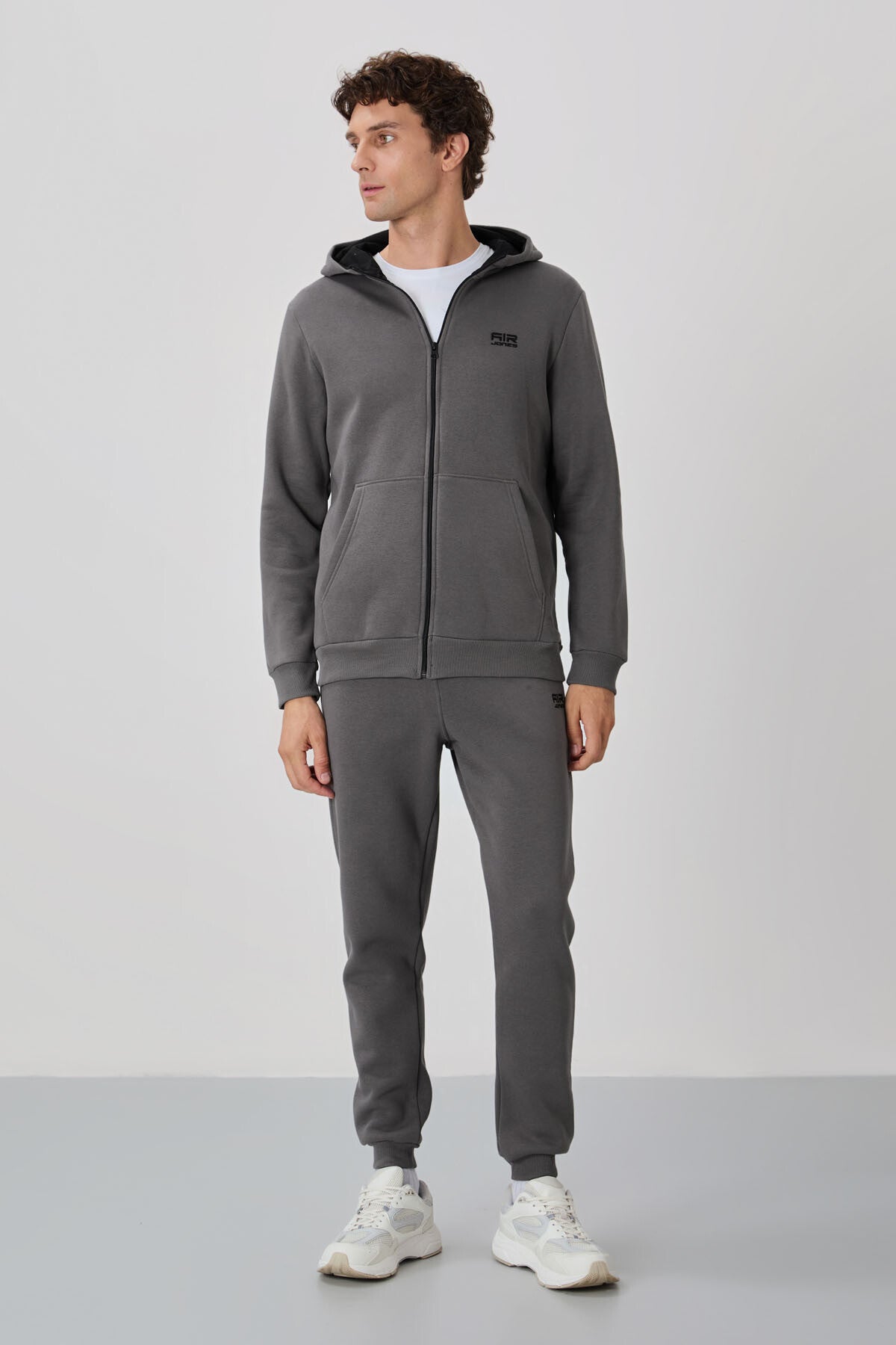 Kevin Dark Grey Sherpa Men's Tracksuit Set - 85191