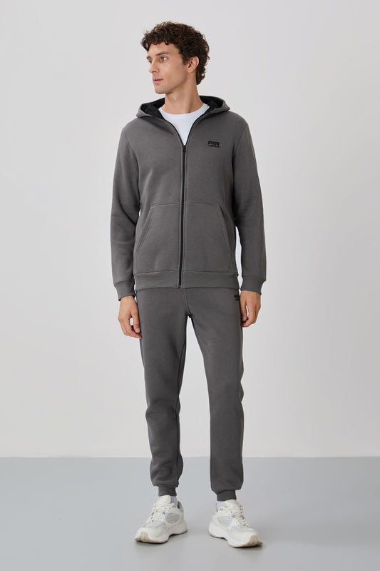 Kevin Dark Grey Sherpa Men's Tracksuit Set - 85191