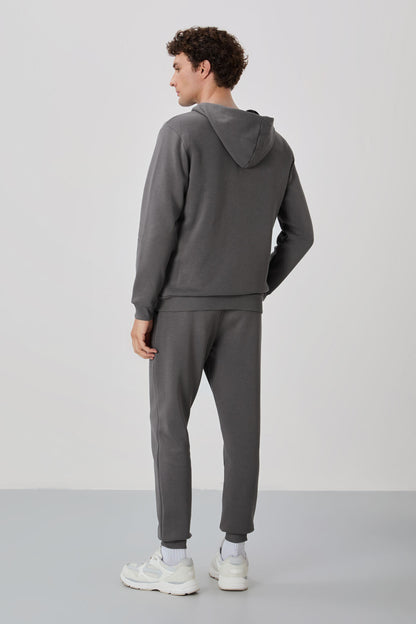 Kevin Dark Grey Sherpa Men's Tracksuit Set - 85191