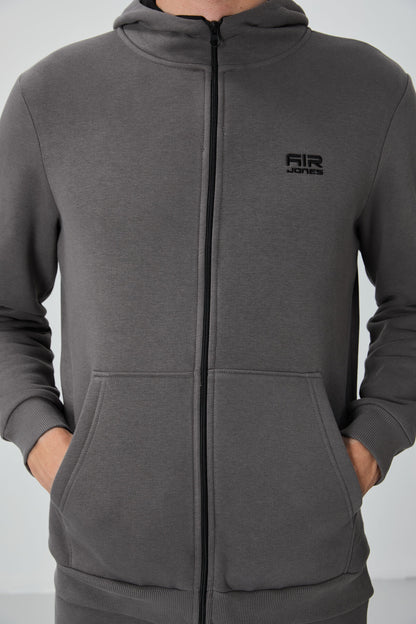 Kevin Dark Grey Sherpa Men's Tracksuit Set - 85191