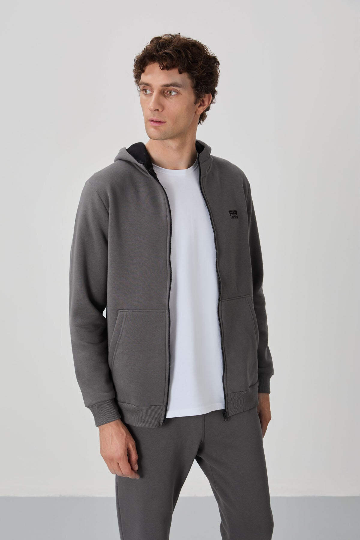 Kevin Dark Grey Sherpa Men's Tracksuit Set - 85191