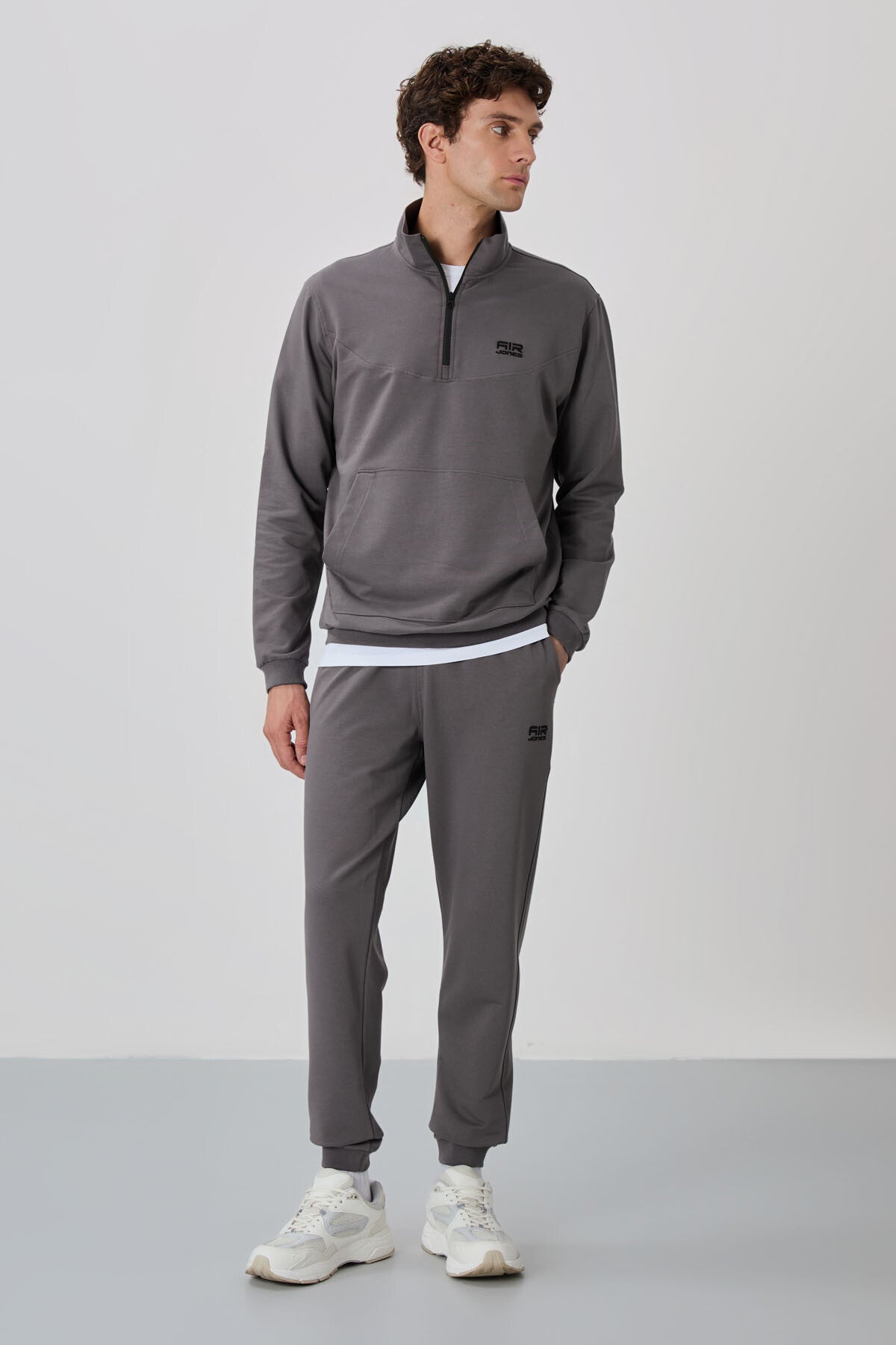 Herbert Dark Grey Stand Collar Tracksuit Set - 85233