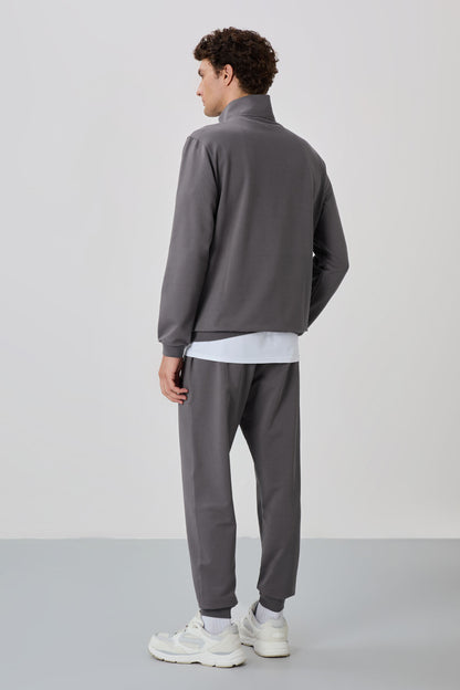 Herbert Dark Grey Stand Collar Tracksuit Set - 85233