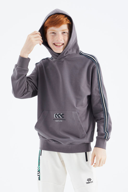 Dark Grey Kangaroo Pocket Boys' Sweatshirt - 11176
