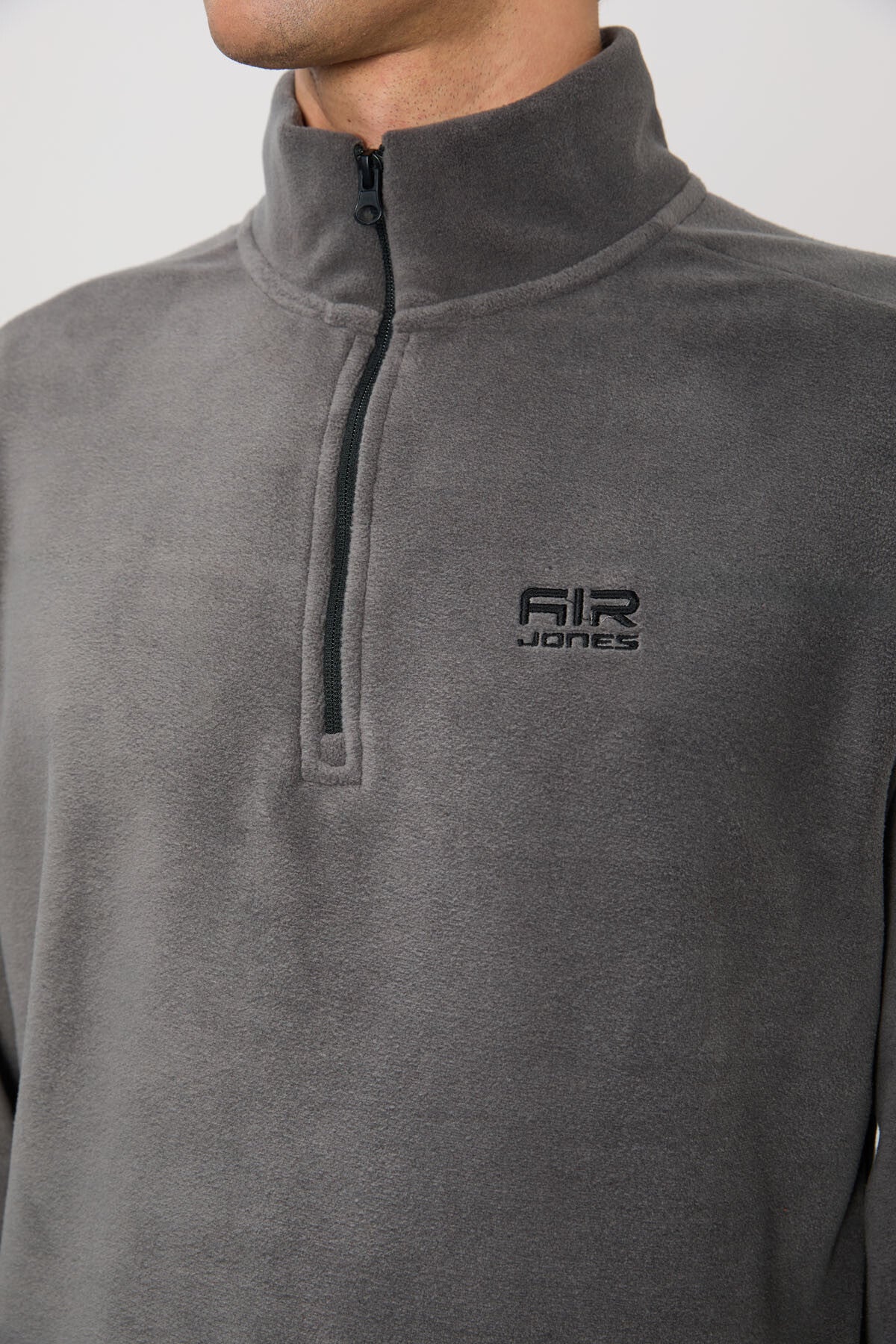 River Dark Grey Stand Collar Men's Fleece Sweatshirt - 88310