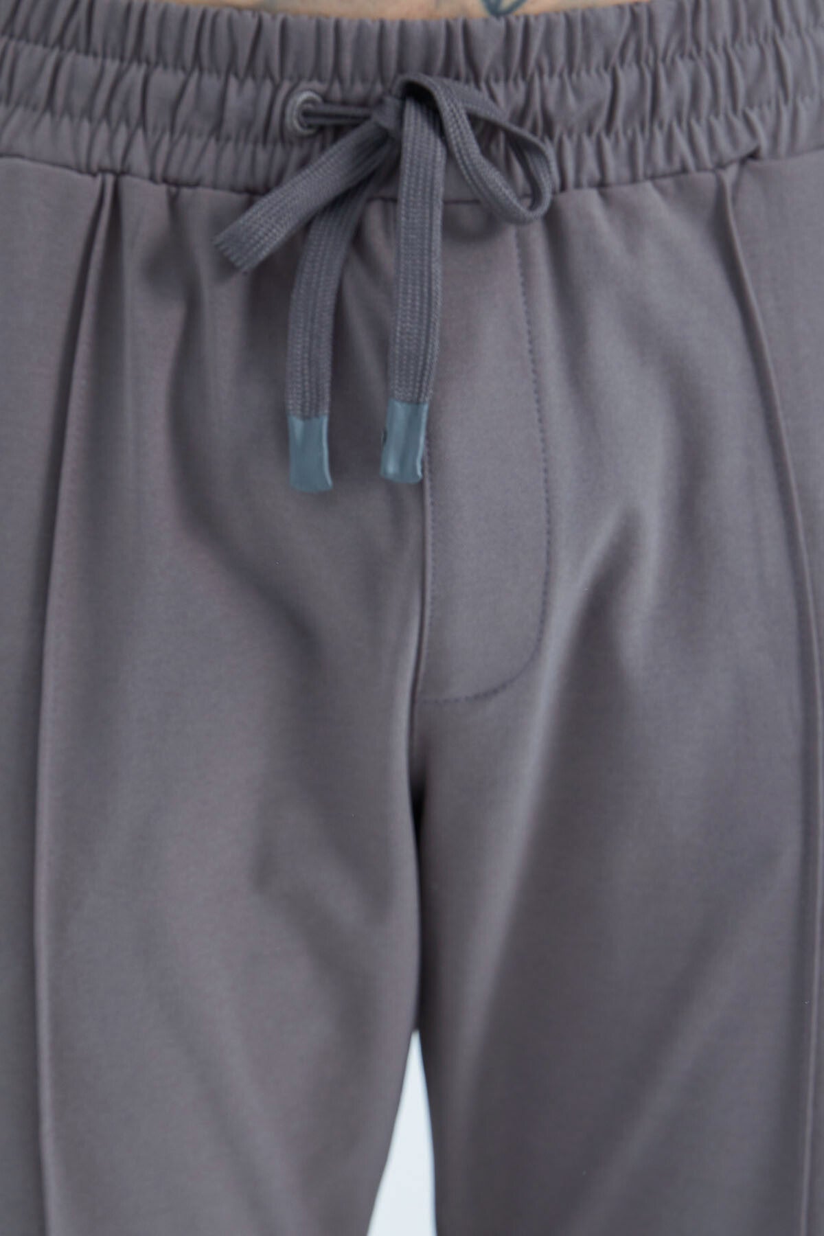 Dark Grey Front Seam Detailed Relax Fit Men's Tracksuit Bottom - 84996