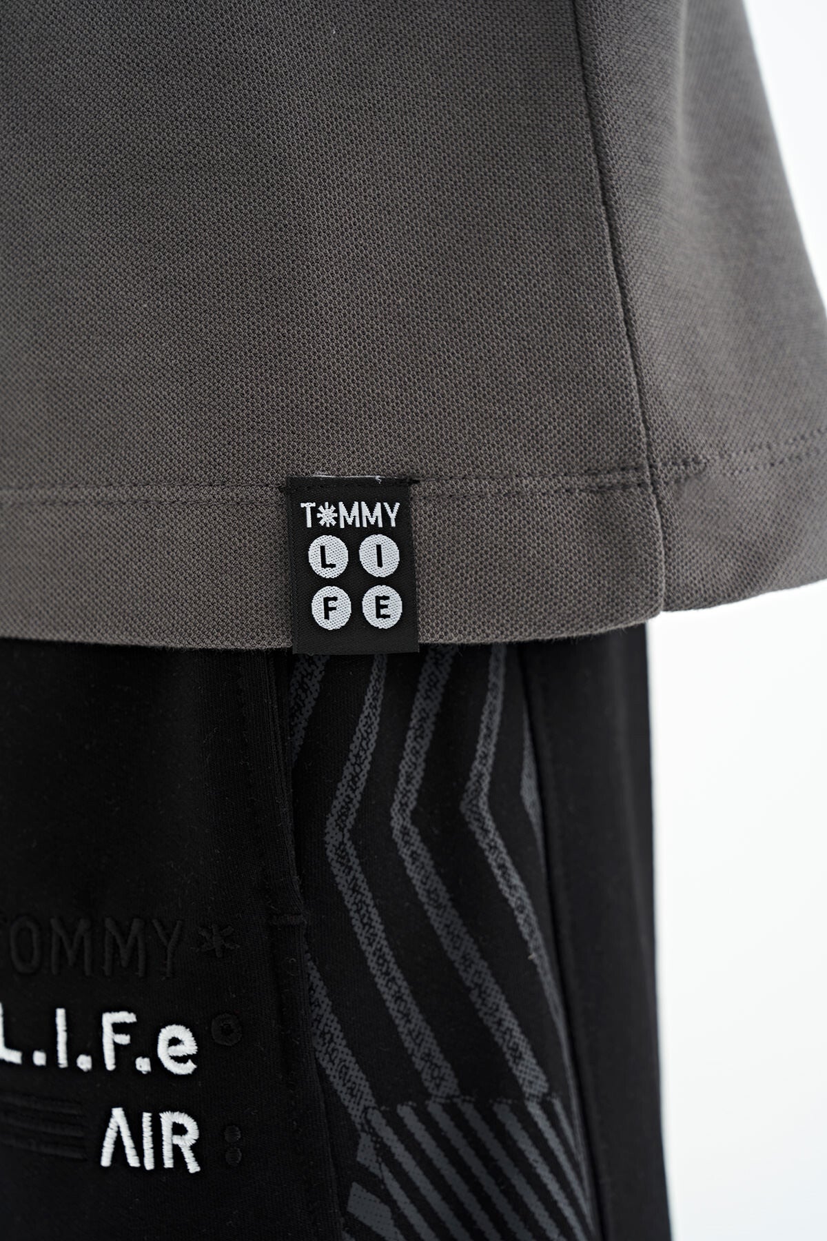 Dark Gray Gradient Embroidered Detailed Standard Fit Polo Collar Boys' T-Shirt - 11110