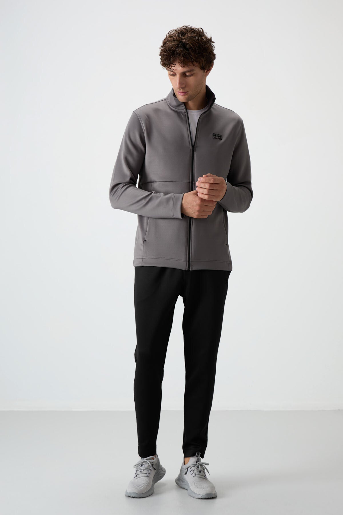 Navy Blue - Black Scuba Fabric Men's Tracksuit Set - 85199