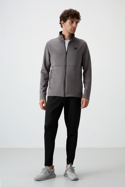 Navy Blue - Black Scuba Fabric Men's Tracksuit Set - 85199