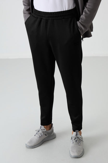 Navy Blue - Black Scuba Fabric Men's Tracksuit Set - 85199