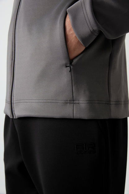 Navy Blue - Black Scuba Fabric Men's Tracksuit Set - 85199