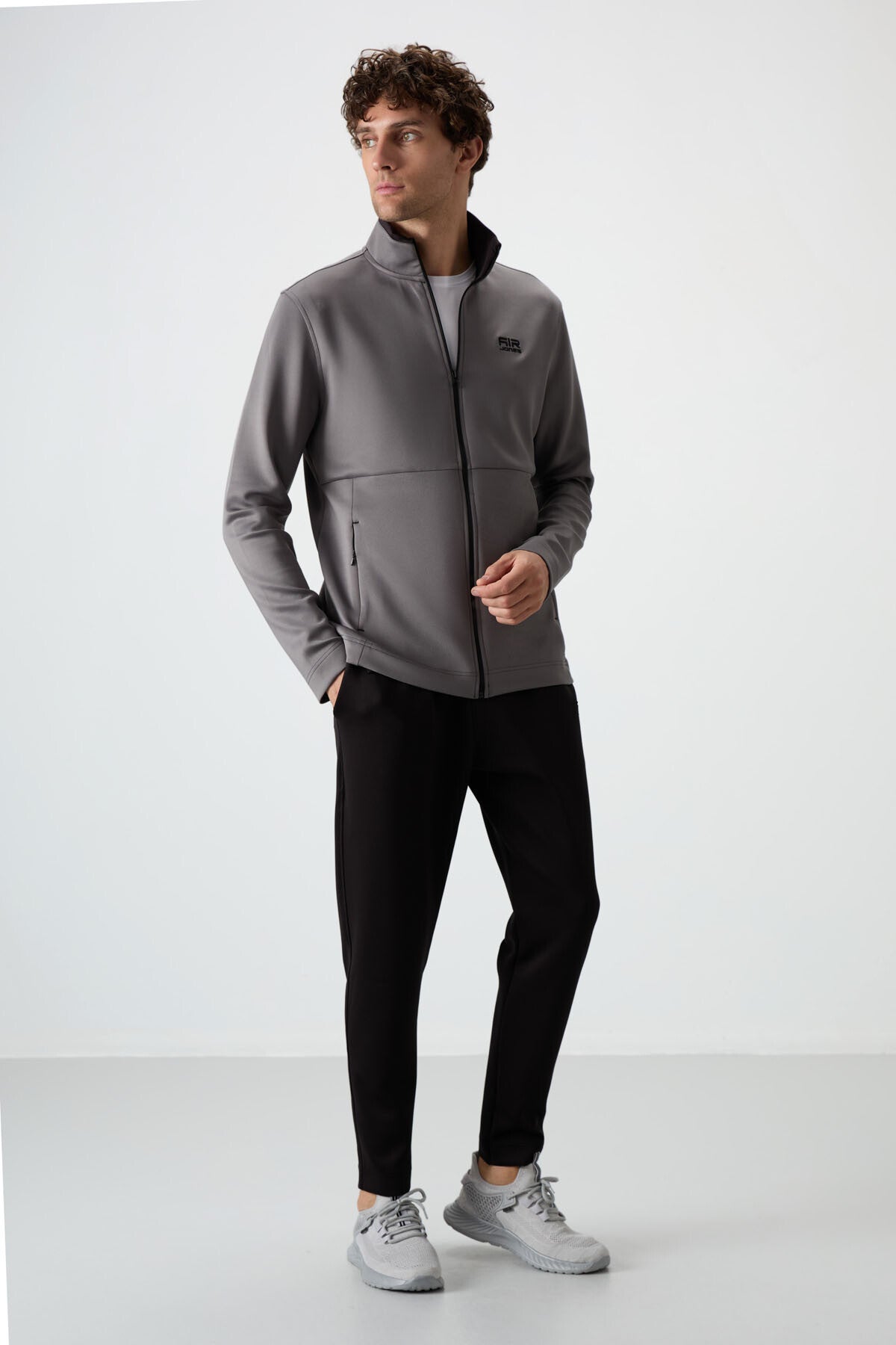 Navy Blue - Black Scuba Fabric Men's Tracksuit Set - 85199