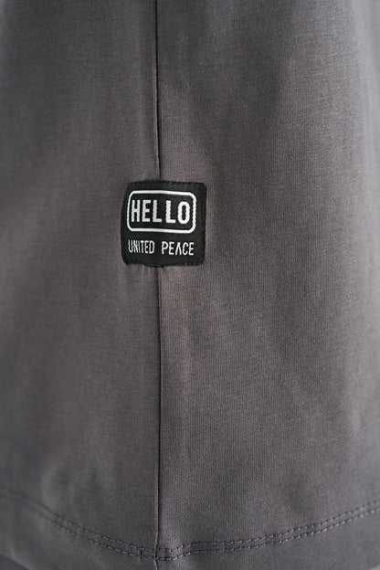 Dark Gray Print O Collar Standard Fit Boys T-Shirt - 11149