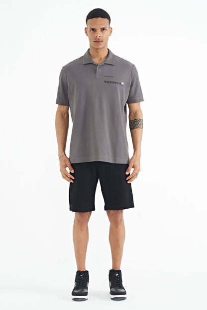 Print Standard Fit Polo Collar Men's T-shirt - 88236