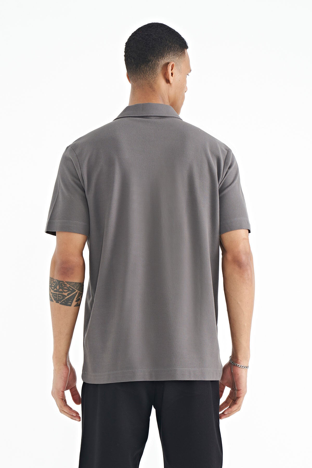 Print Standard Fit Polo Collar Men's T-shirt - 88236