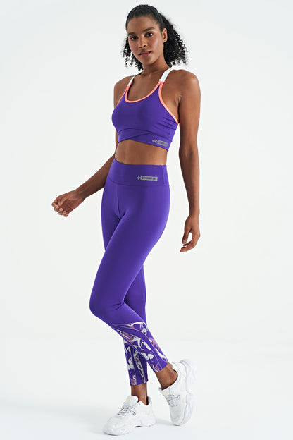 Dark Purple Back Detailed Strappy Slim Fit Women's Bustier - 97254