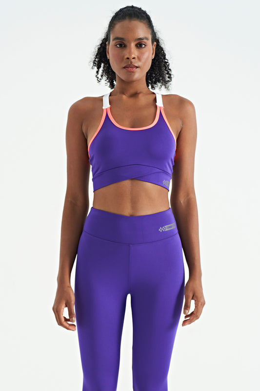 Dark Purple Back Detailed Strappy Slim Fit Women's Bustier - 97254