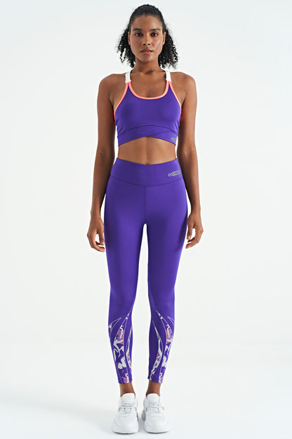 Dark Purple Back Detailed Strappy Slim Fit Women's Bustier - 97254