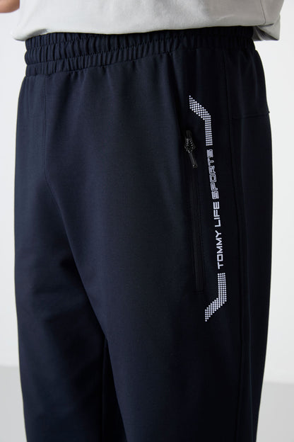 Navy - White Zippered Pocket Standard Fit Classic Hem Men's Capri - 83091