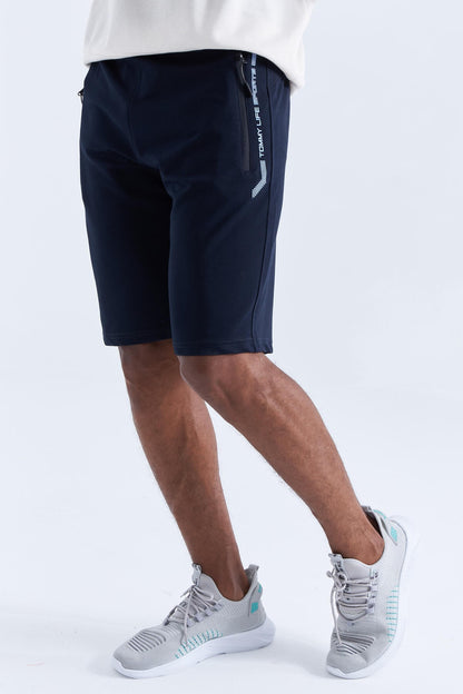 Pocket - White Zippered Pocket Detailed Standard Fit Men's Shorts - 81141