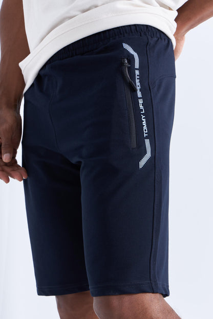 Pocket - White Zippered Pocket Detailed Standard Fit Men's Shorts - 81141