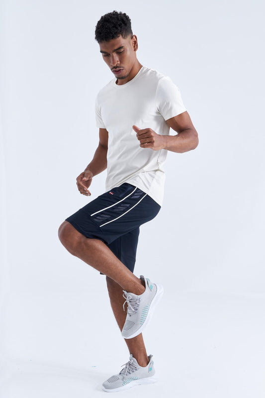 Pants - White Side Striped Standard Fit Men's Shorts - 81148