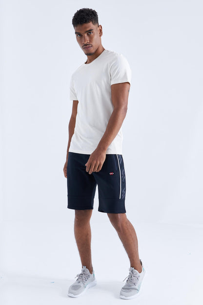 Pants - White Side Striped Standard Fit Men's Shorts - 81148