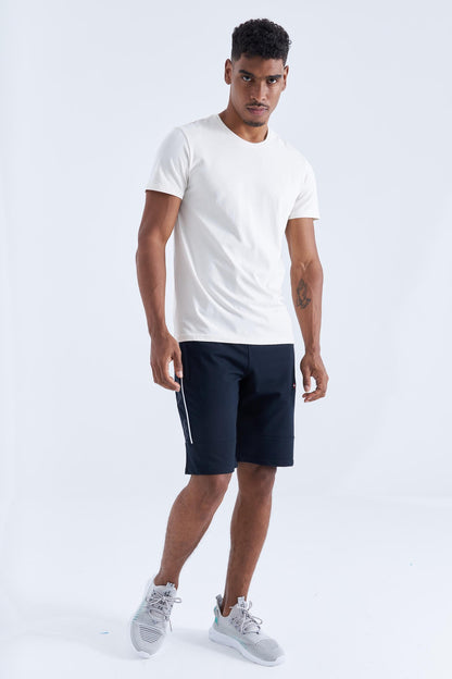 Pants - White Side Striped Standard Fit Men's Shorts - 81148