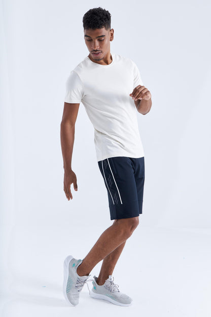 Pants - White Side Striped Standard Fit Men's Shorts - 81148