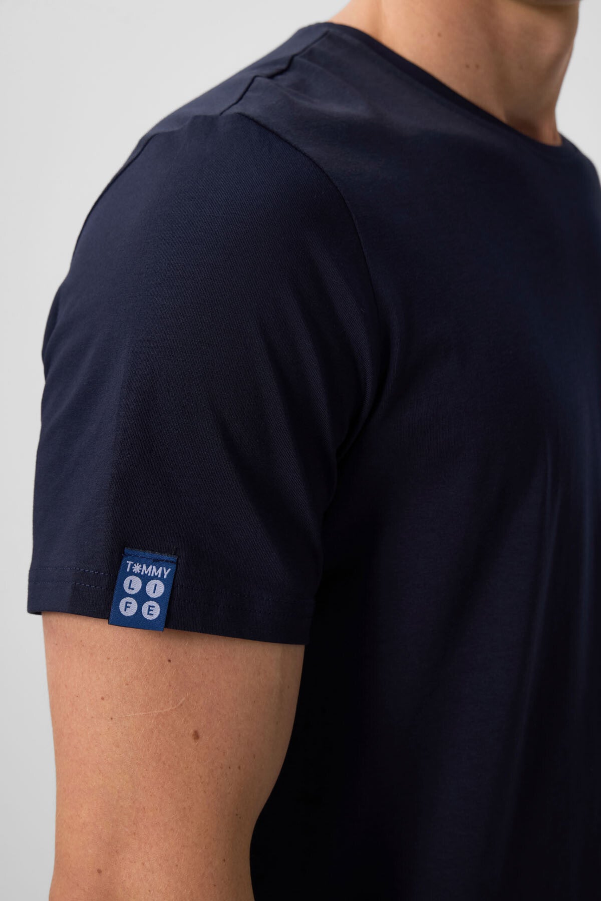 Navy Blue Men's Basic Short Sleeve Regular Fit O Collar T-shirt - 87911