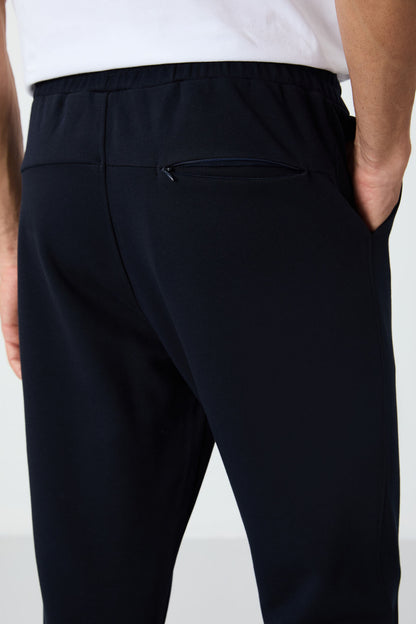Perry Navy Blue Back Hidden Pocket Detailed Men's Tracksuit Bottom - 84983