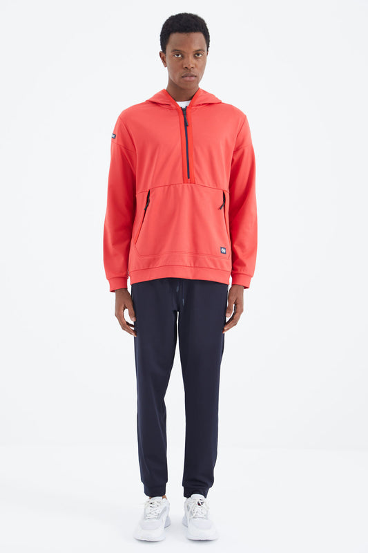 Navy Blue Laced Pocket Detailed Relax Fit Men's Tracksuit Bottom - 84993