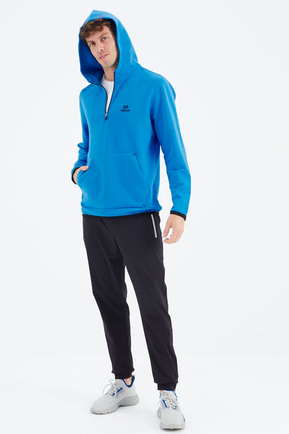 Navy Blue Laced Pocket Detailed Relax Fit Men's Tracksuit Bottom - 84995