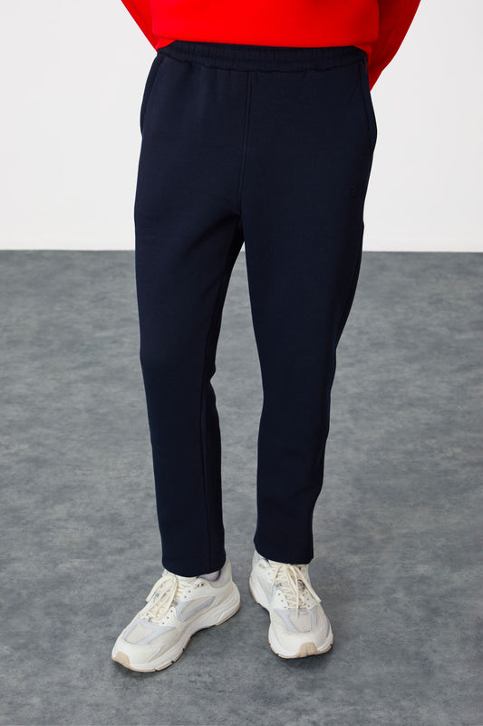 Colin Navy Blue Striped Men's Tracksuit Bottom - 84941