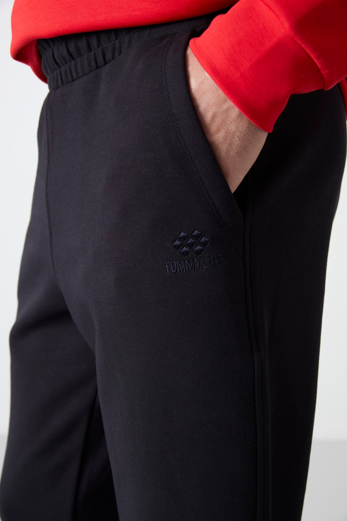 Navy Blue Laced Bottom Leg Men's Tracksuit Bottom - 84999