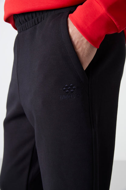 Navy Blue Laced Bottom Leg Men's Tracksuit Bottom - 84999