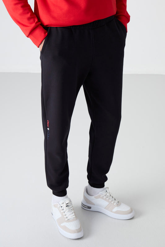 Navy Blue Laced Bottom Leg Men's Tracksuit Bottom - 84999